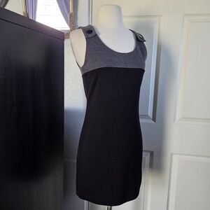 Forever 21 black and grey bodycon colorblock dress button detail Size L